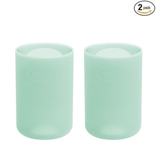 Dr. Brown's Options+ Narrow Glass Bottle Sleeves, 100% Silicone, Mint, BPA-Free, 4 oz, 2-Pack