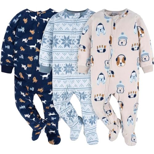 Gerber baby-boys Fleece Footed Pajamas 3-pack