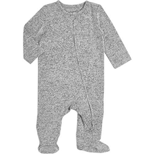 aden + anais Snuggle Knit Baby Boy or Girl Long Sleeve Zipper, One-Piece Footed Sleeper, Heather Grey, 0-3M
