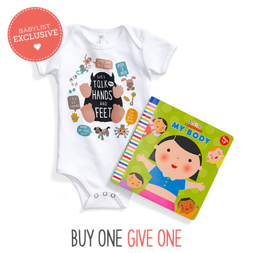Talking is Teaching Hands and Feet Bodysuit + Board Book - 3-6 months.