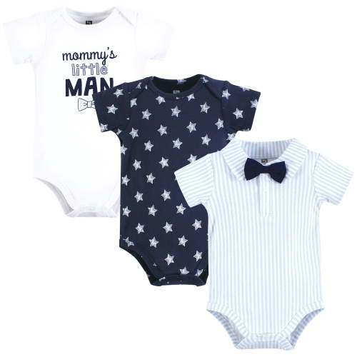 Hudson Baby Infant Boy Cotton Bodysuits, Mommys Little Man Bow Tie, 6-9 Months