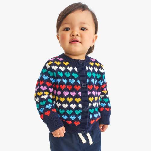 Baby rainbow hearts cardigan | Primary.com