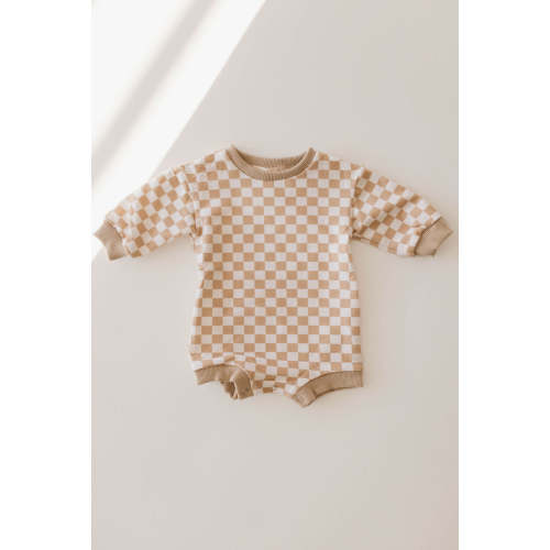 Honey Checkerboard | Sweatshirt Romper