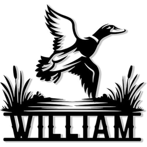 Personalized Duck Hunting Metal Sign, Hanging Sign Welcome Outdoor Porch, Custom Name, Wall Fence Patio Yard Office Home Decor Gift for Hunter, Dad, Husband, Boy, Men Birthday Gift