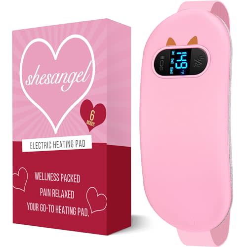 Portable Heating Pad for Period Cramps: 6 Heat Levels and 6 Massage Modes | Cordless Electric 3s Fast Heating Belly Wrap Belt for Menstrual, Back Pain Relief - A Gift for Women Girls Her