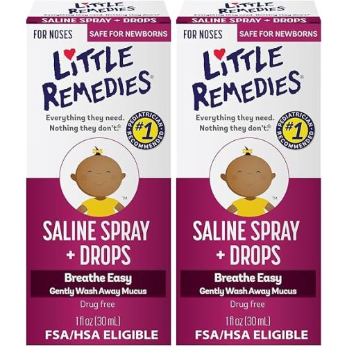 Little Remedies Noses Saline Spray Drops, 1 Fl Oz (Pack of 2)