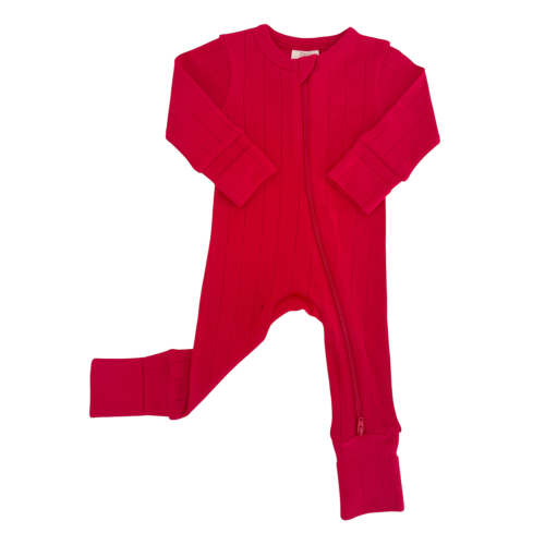 Red / Organic Pointelle 2-Way Zip Romper