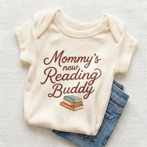 Mommy's New Reading Buddy Baby Onesie - Cute Book Lover Bodysuit