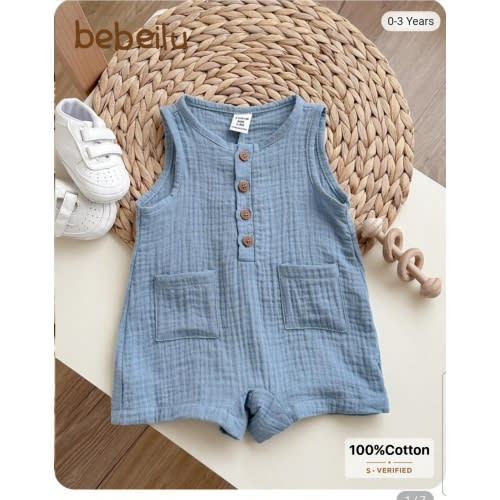 Newborn Baby Boy Summer Casual Vacation Cute Blue Sleeveless Romper, Suitable For Birthday Party, Celebration, Performance, Wedding, Baby Shower | SHEIN USA