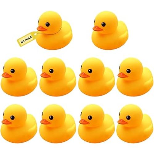 10Pcs No Hole Yellow Rubber Ducks Bath Duck Toys for Toddlers Boys Girls,Mold Free Yellow Ducky in Bulk Mini Ducks Baby Shower Duck Decorations Party Favors