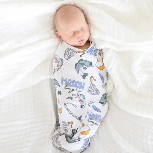 Catch of the Day Personalized Swaddle Blanket