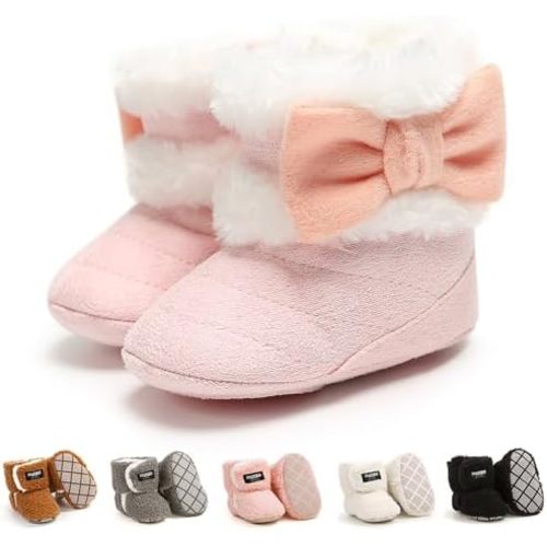 Ohwawadi Infant Baby Boots Boys Girls Cozy Fleece Slippers Snow Boots Winter Baby Girl Shoes Warm Baby Crib Footwear for Newborn Toddlers
