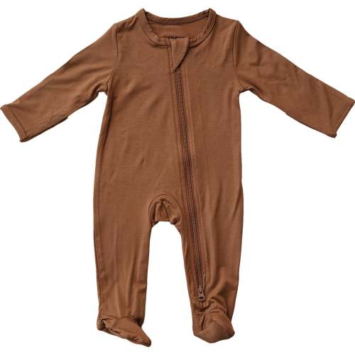 Rust Bamboo Footed Zipper, 6-12mo