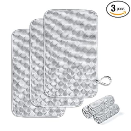 Spirich 3-Pack Reversible Changing Pad Liners, Waterproof & Wipeable Diaper Changing Mat, Thick Terry & 100% Cotton Knit, Portable Baby Changing Pad