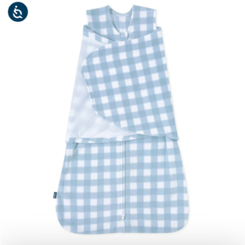Blue Gingham Micro-Fleece Swaddle Newborn | HALO