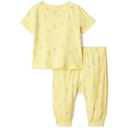 Amazon Essentials x Sofia Grainge Unisex Toddlers and Babies' Cotton Knit Short Sleeve Shirt & Pants Set