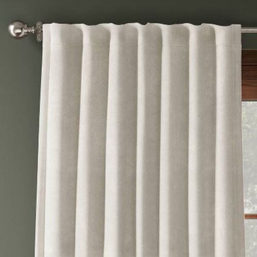 50"x84" Blackout Chenille Curtain Panel Ivory - Threshold™: Contemporary Lined Solid, Indoor Use, Back Tab, Rod Pocket