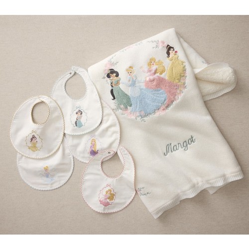 Disney Princess Sherpa Backed Blanket & Bibs Gift Set