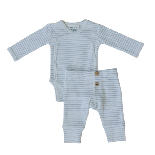 Blue Stripe Pointelle Layette Set – Mebie Baby