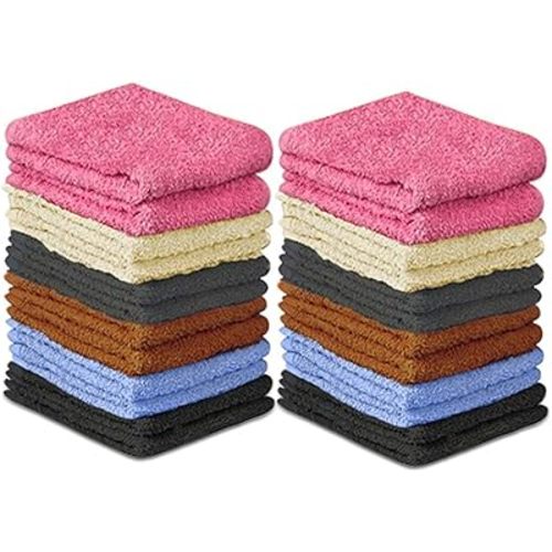 100% Cotton Washcloth Set 24 Packs – Soft, Absorbent Face Towels for Bathroom & Gym Use – Reusable, Durable & Machine Washable Wash Cloths - Multi-Color, 12x12 Inches
