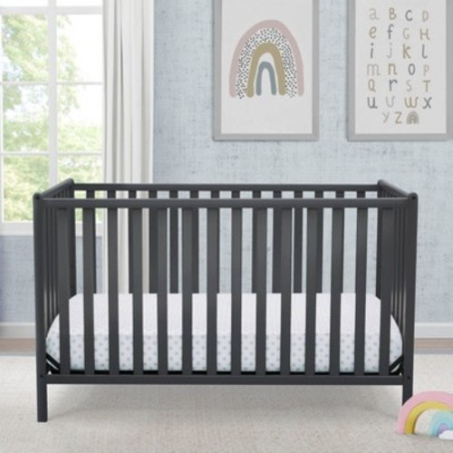 Delta Children Heartland 4-in-1 Convertible Crib - Greenguard Gold Certified - Charcoal Gray