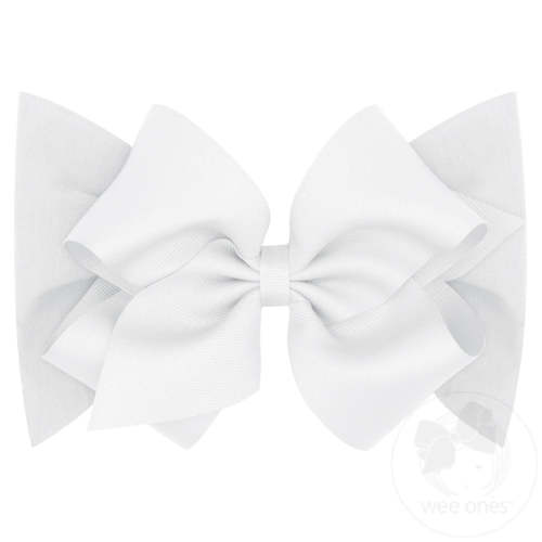 Small King Grosgrain Bow Matching Cotton Jersey Baby Headband - WHITE / NEWBORN (0-6 MONTHS) | Wee Ones Hair Bows & Accessories
