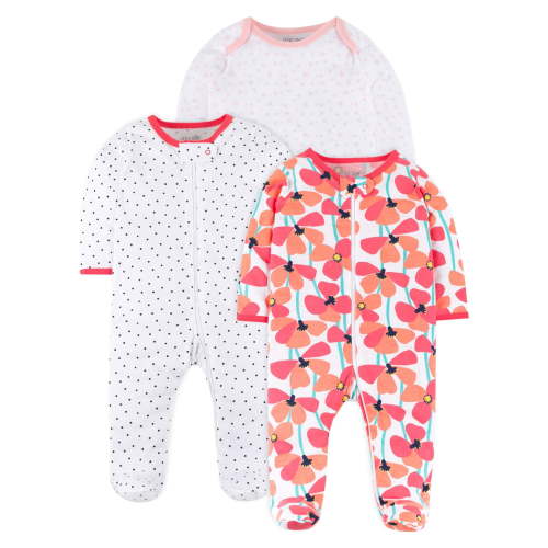 Little Star Organic Baby Girl 3Pk Sleep n Play, Size NB-9M