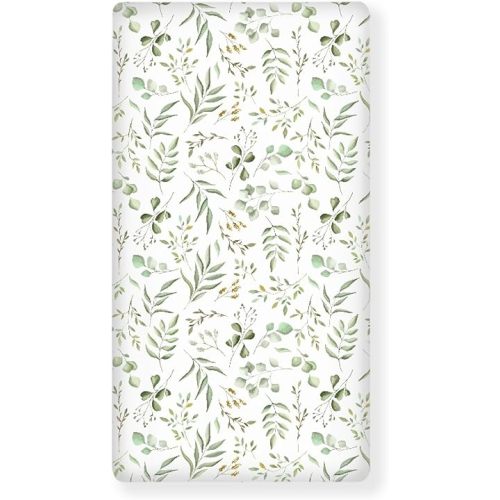 Eucalyptus Leaves Grass Fitted Crib Sheet Watercolor Botanical Standard Crib Mattress Fitted Sheet Sage Green Baby Toddler Bed Mattress Sheets for Boys Girls 28"x52"