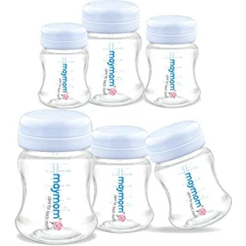 Maymom Wide-Mouth Milk Storage Collection Bottle with Travel Cap and Sealing Ring ; Can Replace Spectra S1 S2 Avent Natural Avent Classic Bottles (6pc 4.7Oz/140mL)