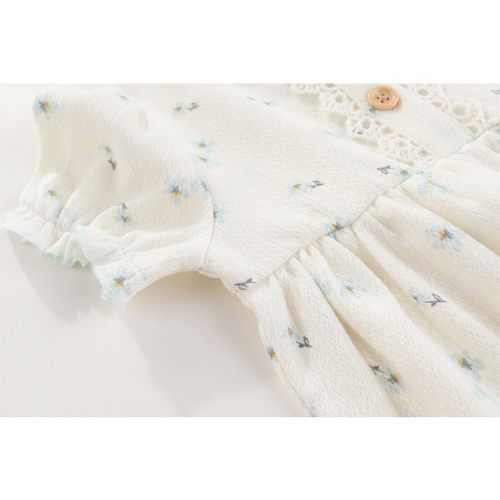 Ruliby Baby Bubble Romper Blue Floral Bodysuit Infant Girl Clothes 3-6 Months