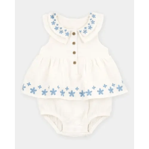 Baby Girl Floral Bodysuit Dress - White | Carter's