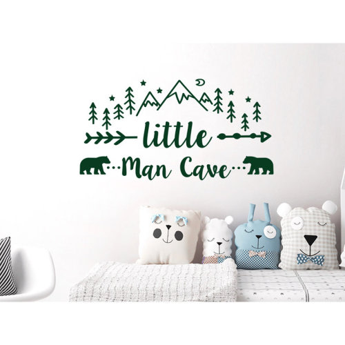 Harriet Bee Little Man Cave Quote Woodland Nursery Wall Decal & Reviews | Wayfair