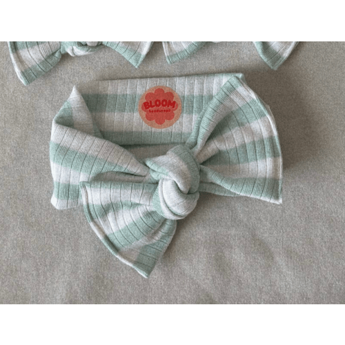 Mint Stripe Ribbed Tie On Headwrap – Bloom Headwraps