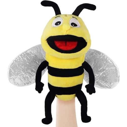 Animal Hand Puppets 11 Inch Sea Turtle Plush Dinosaur Animals Hand Puppet Toys Role-Play Toy Puppets for Kids Storytelling Imaginative Pretend Play Teaching Preschool(Bee)