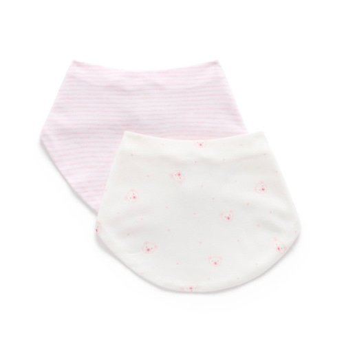 Pink Bear 2 Pack Dribble Bib - Purebaby