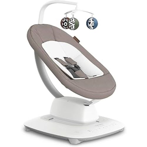 UPPAbaby Mamaroo Smart Swing – Customizable Soothing Modes with MotionSync Technology – Infant Recline + Bluetooth Enabled – Included Newborn Insert – Wells (Dark Taupe Mélange)