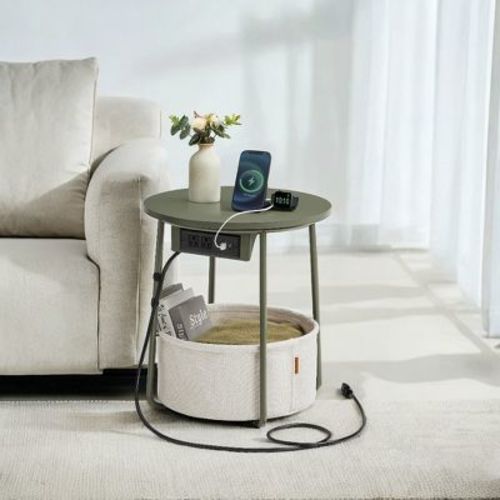 Side Table Side Table With Charging Station Drink Table Bedside Table Nightstand End Table Night Stand Round Side Table Small Side Table