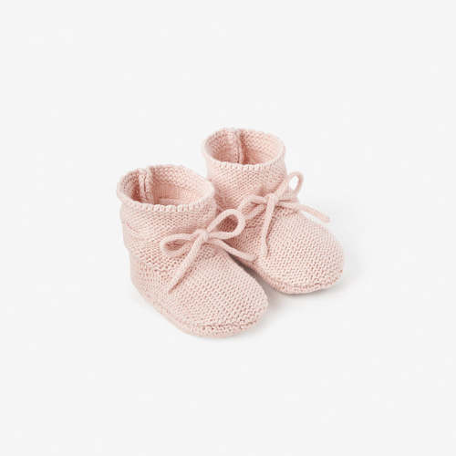 Pale Pink Garter Knit Baby Booties PINK / 0-12M