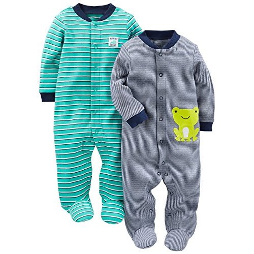 Simple Joys by Carter's baby-boys 2-way Zip Thermal Footed Sleep and Play, Pack of 2