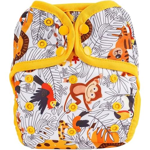 OsoCozy One Size Reusable Cloth Diaper Covers - Adjustable Snap Fit & Double Leg Gussets. Fits Babies from 8-35 Pounds.