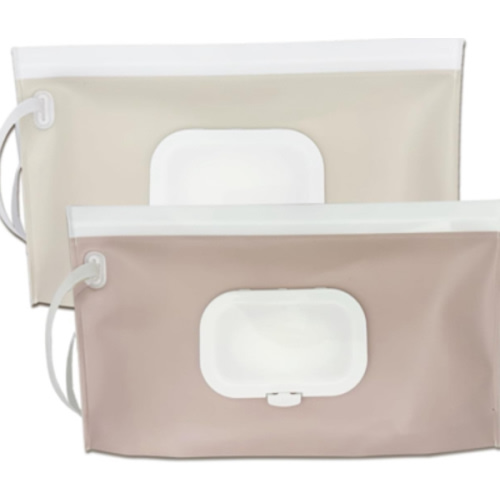 Wipe Dispenser,2-Pack Portable Refillable Wipe Container,Reusable Travel Baby Wipes Dispenser, Waterproof and Dustproof(Blush Pink & Cream)
