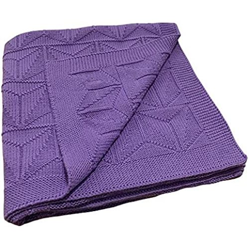 Zeke and Zoey Soft 100% Cotton Knit Purple Baby Blanket for Girls or Boys – Unisex, for Infant, Newborn, Toddler and Kids for Crib, Stroller, Car, Receiving or Swaddle Blanket