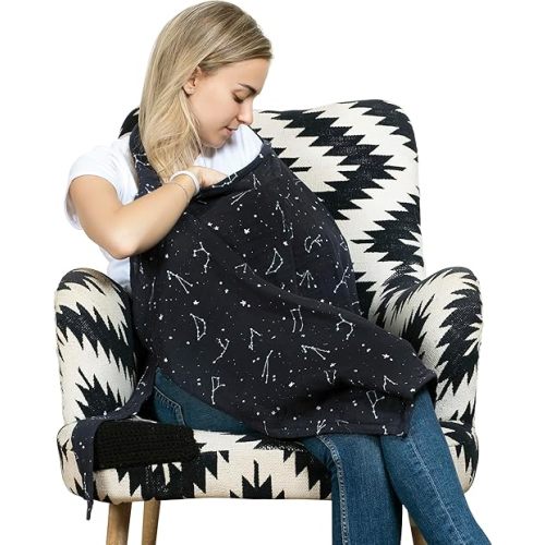 Nursing Cover – Breathable Breastfeeding Cover for Nursing, 360° Nursing Cover Up for Breastfeeding, Privacy Nursing Covers, Nursing Blanket for Breastfeeding – Premium Black