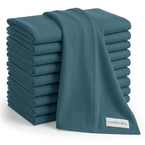 Comfy Cubs Baby Burp Cloths Set (Pack of 10) - Large, 6-Layer, Ultra Absorbent 100% Cotton for Infant Spit-Up, Drool, and Messes - Soft, Gentle, Thoughtful New Born Baby Gifts, Neptune