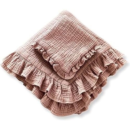 Leyl&Ari Toddler Blanket | 100% Organic Cotton Baby Girl Blanket (Dusty Rose)