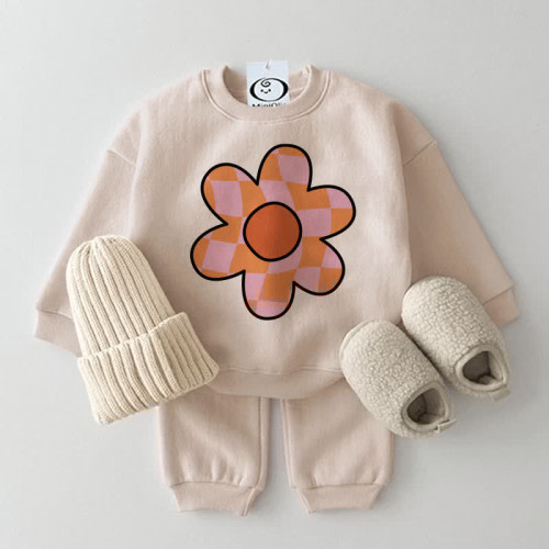 Baby Checkerboard Floral Sweatshirt 2-piece Set