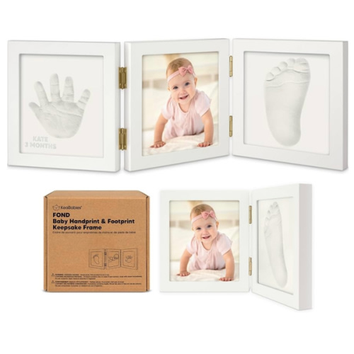 Baby Shower Gifts for Boys, Girls - Baby Hand and Footprint Kit, Newborn Handprint Kit, Keepsake Photo Frame, Nursery Picture Frame, Gender-Neutral Newborn Keepsake Gifts (Alpine White)