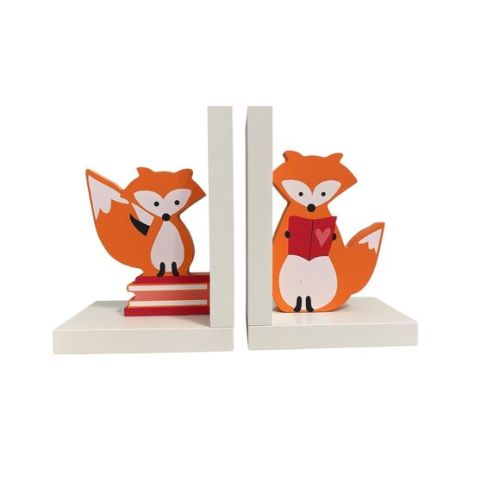 Reed & Barton Hazelnut Hollow Fox Bookends MDF Wood Kids Nursery Decor 6”x4.5”