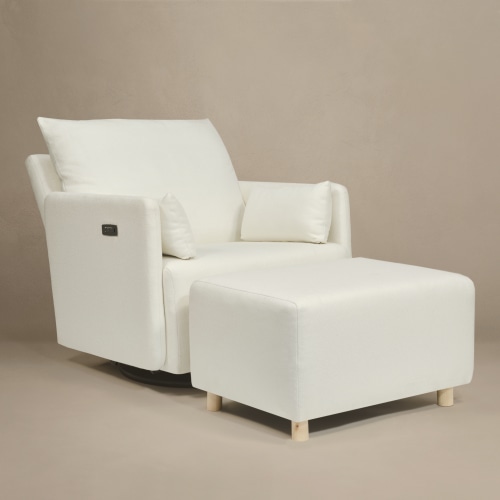 Ollie: a Chair and a Half - Swivel Nursery Glider with Back Recline Feature - High Performance Bouclé Oyster