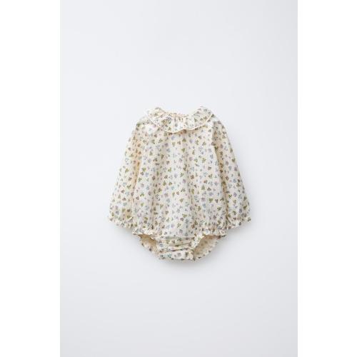 TEXTURED FLORAL BODYSUIT - Mid-ecru | ZARA United States